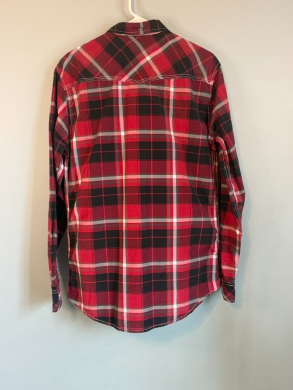 Reclaim Black Red Plaid Button Down Shirt Large L Western Snap Athletic - Picture 5 of 10